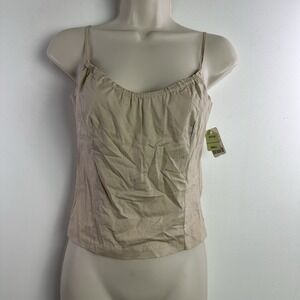 Vintage Y2K Corset Tank Top Stretch Tan Small 90s Festival Renaissance Gypsy